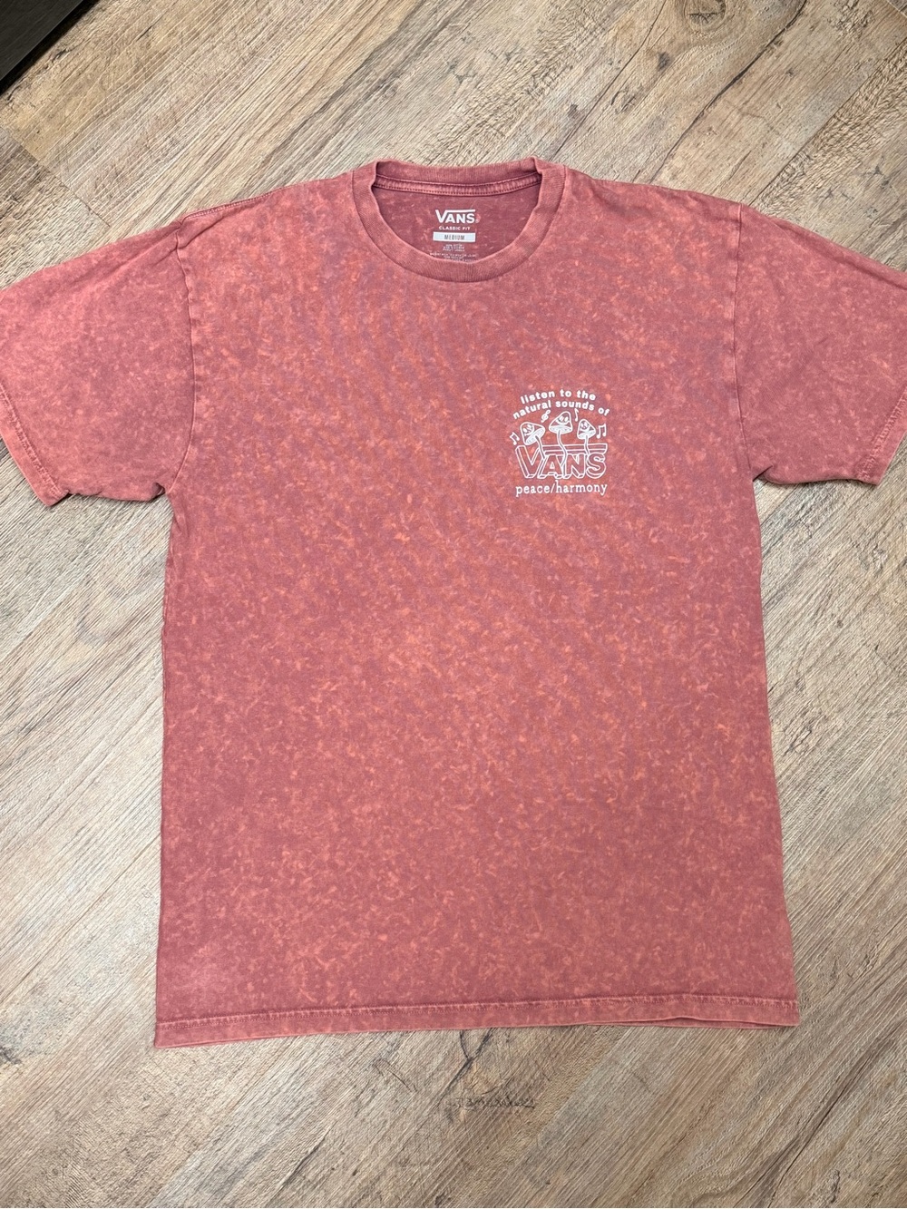 Vans Men's Rusty Red Washed Short Sleeve Tee graphic size medium